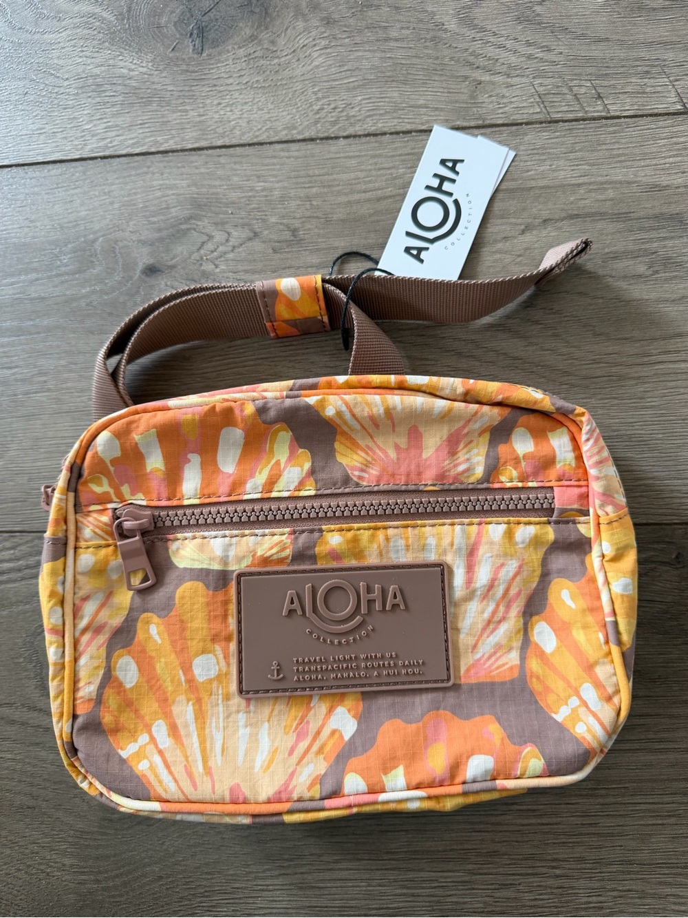ALOHA Collection Floral Crossbody in Orange, Brown and Yellow
